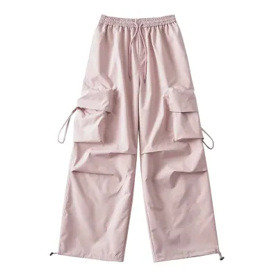 Women Casual Solid Color Loose Cargo Jogger Pants