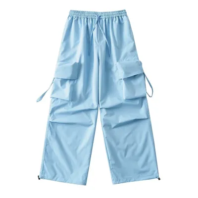 Women Casual Solid Color Loose Cargo Jogger Pants
