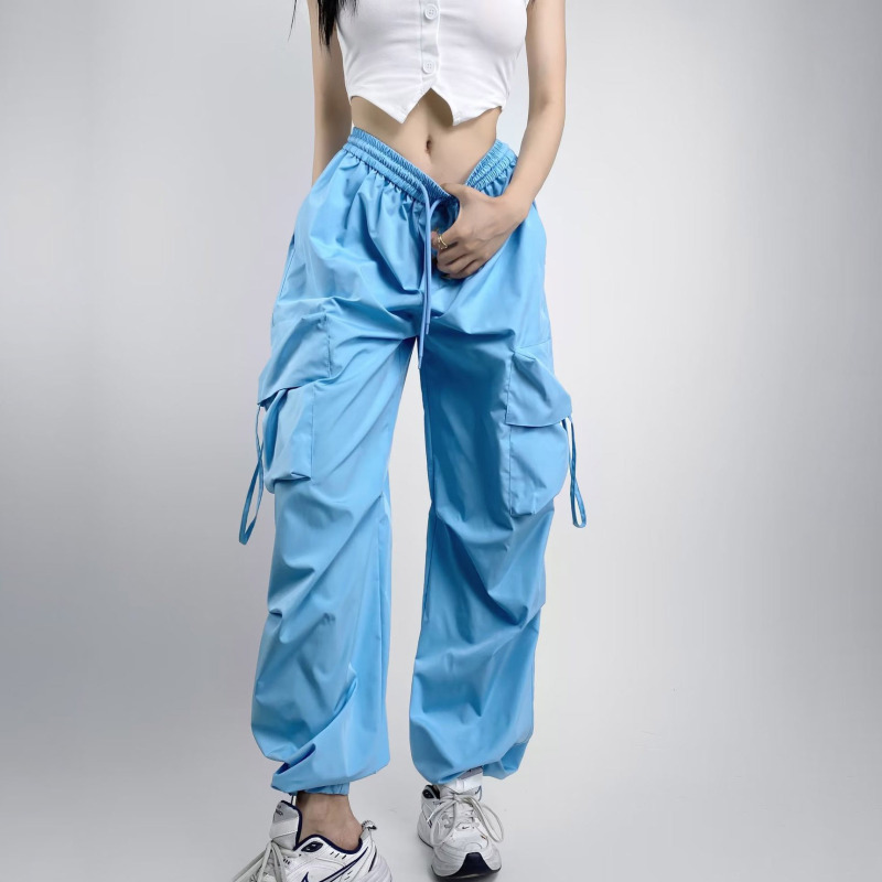 Wholesale Mujer Moda Casual Color sólido suelto Carga Pantalones