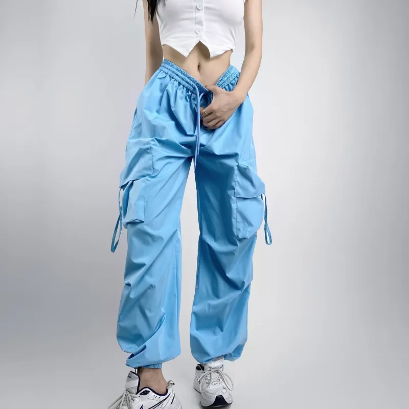 Women Casual Solid Color Loose Cargo Jogger Pants