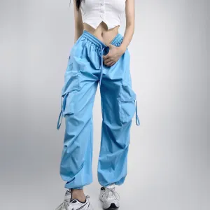 Women Casual Solid Color Loose Cargo Jogger Pants