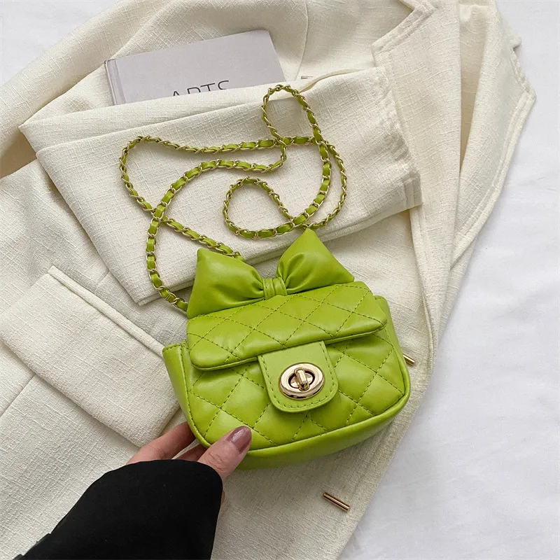 Wholesale Women Fashion Quilted Flip Bow Chain Mini Crossbody Bag