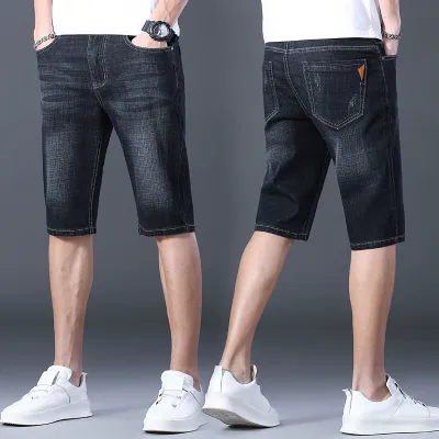 Men Fashion Casual Straight Stretch Slim-Fit Seven-Point Jeans Shorts