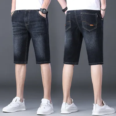 Men Fashion Casual Straight Stretch Slim-Fit Seven-Point Jeans Shorts