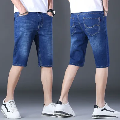 Men Fashion Casual Straight Stretch Slim-Fit Seven-Point Jeans Shorts