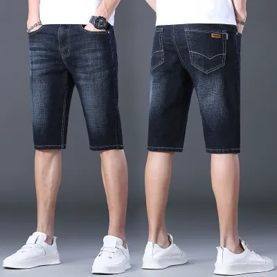 Men Fashion Casual Straight Stretch Slim-Fit Seven-Point Jeans Shorts