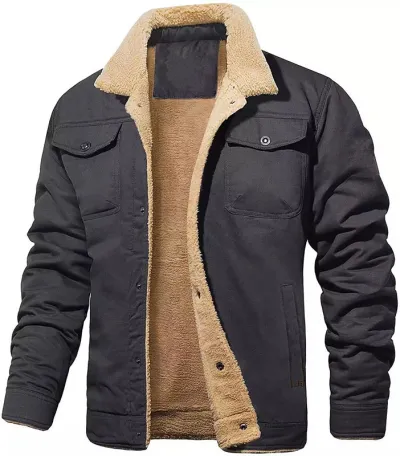 Men Autumn Winter Plus Size Velvet Lapel Solid Color Casual Jacket Coat