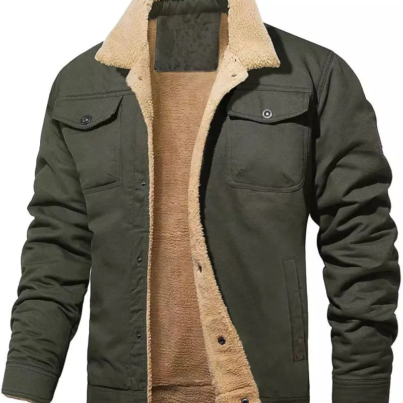 Men Autumn Winter Plus Size Velvet Lapel Solid Color Casual Jacket Coat