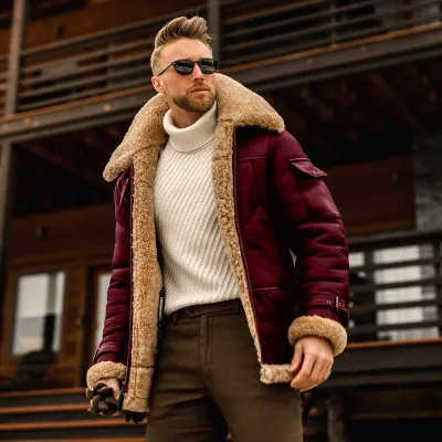 Men Autumn Winter Punk Casual Solid Color Frock Single-Breasted Large Lapel Zipper Plus Size Jacket Coat