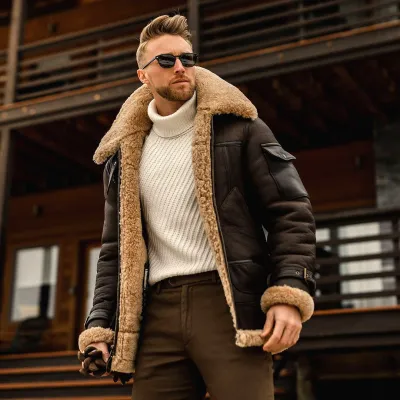 Men Autumn Winter Punk Casual Solid Color Frock Single-Breasted Large Lapel Zipper Plus Size Jacket Coat