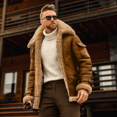 Men Autumn Winter Punk Casual Solid Color Frock Single-Breasted Large Lapel Zipper Plus Size Jacket Coat
