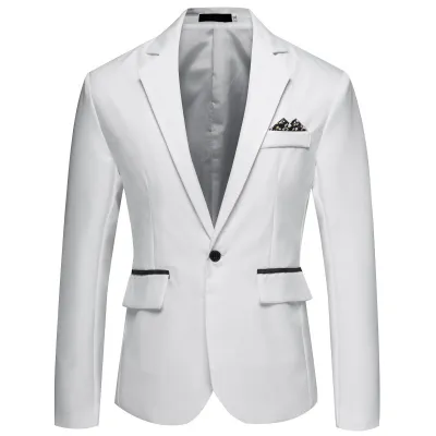 Men's Fashion Business Solid Color Lapel Suit Coat Loose Fit Long Sleeve