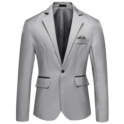 Men's Fashion Business Solid Color Lapel Suit Coat Loose Fit Long Sleeve