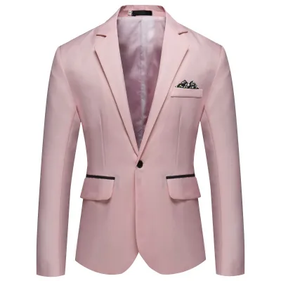 Men's Fashion Business Solid Color Lapel Suit Coat Loose Fit Long Sleeve