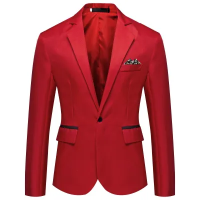 Men's Fashion Business Solid Color Lapel Suit Coat Loose Fit Long Sleeve