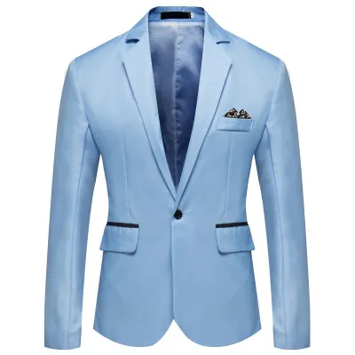 Men's Fashion Business Solid Color Lapel Suit Coat Loose Fit Long Sleeve