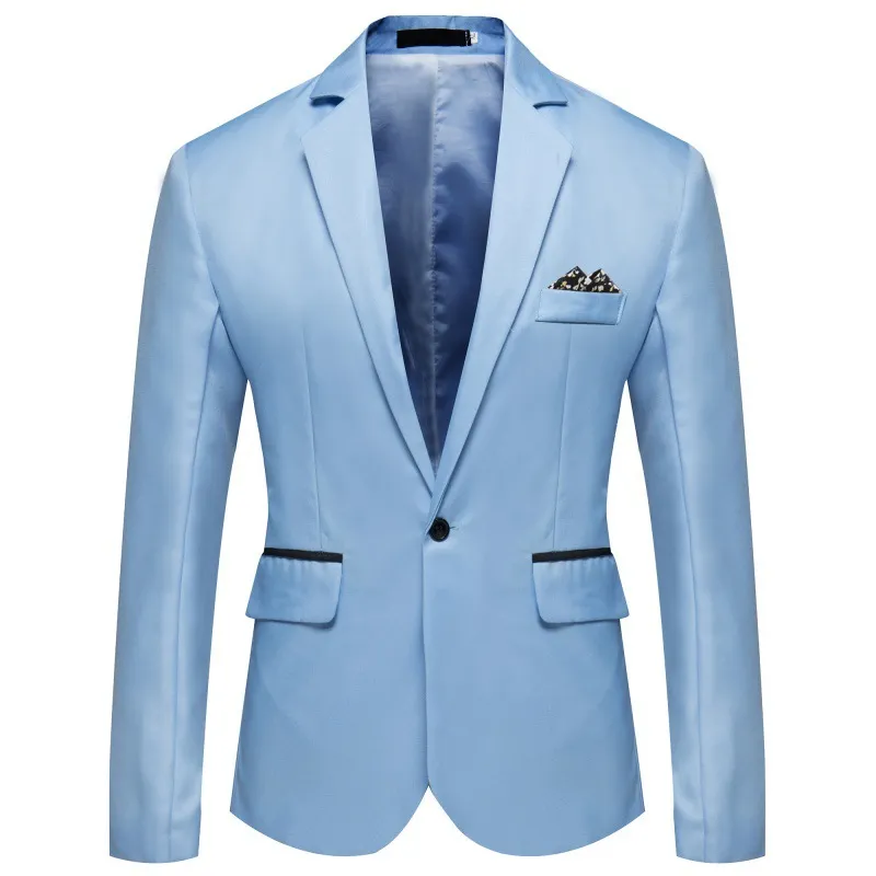 Men's Fashion Business Solid Color Lapel Suit Coat Loose Fit Long Sleeve