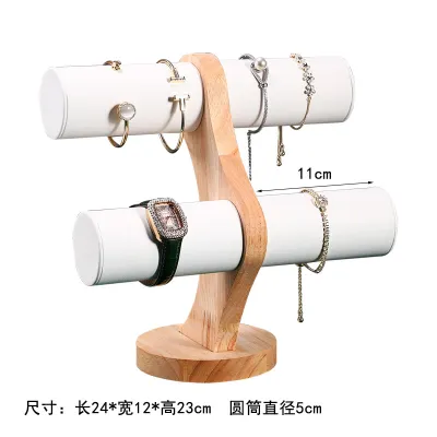 Creative Solid Wood Double Layer Bracelet Watch Storage Display Stand