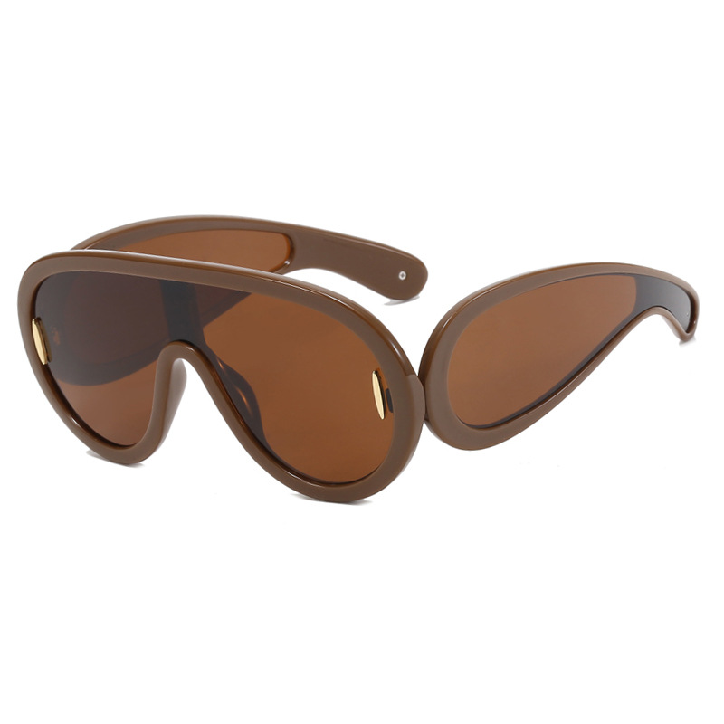 サングラス ^ONE BRILLIANT^ SonnyOB300Brown Sonny-OB300-Brown Wholesale Fashion Large Frame One-Body Sunglasses