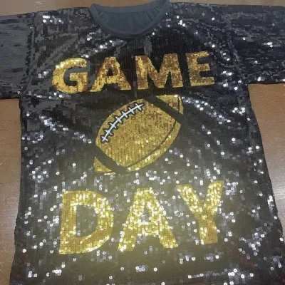 Women Fashion Casual Sequin Letter Printed Round Neck Sweatshirts