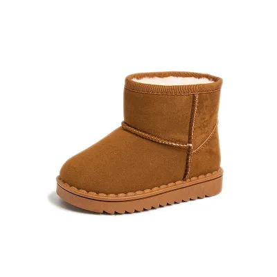 Kids Boys Girls Autumn Winter Fashion Casual Solid Color Round-Toe Flats Slip On Suede Platform Snow Ankle Boots