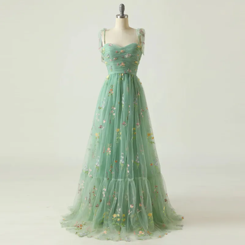 Women Summer Fresh Tiny Flower Strap Evening Dress