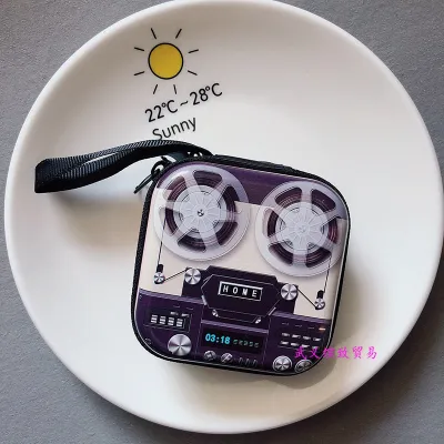 Retro Record Tape Coin Purse Tinplate Zipper Creative Bags Wallets