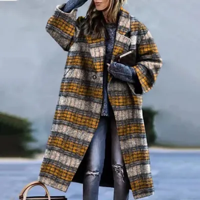 Women's Autumn Winter Long Sleeve Lapel Over Coat Polyester Commuter Wind