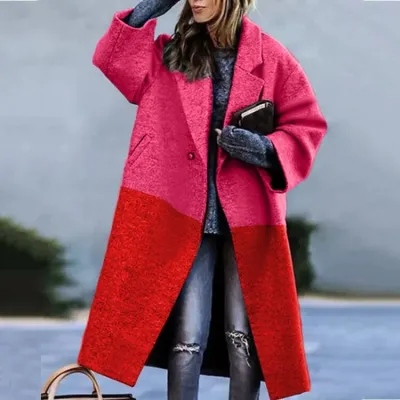 Women's Autumn Winter Long Sleeve Lapel Over Coat Polyester Commuter Wind