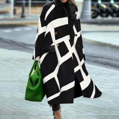Women's Autumn Winter Long Sleeve Lapel Over Coat Polyester Commuter Wind