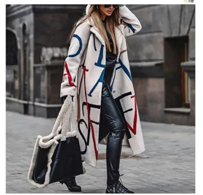 Women's Autumn Winter Long Sleeve Lapel Over Coat Polyester Commuter Wind