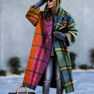 Women's Autumn Winter Long Sleeve Lapel Over Coat Polyester Commuter Wind