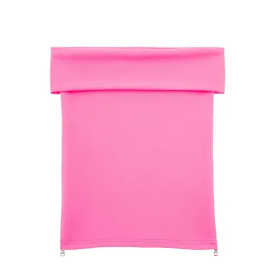Women Fashion Solid Color Off Shoulder Zip Top