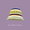 Contrast Color Knitted Fisherman Hat Green Blue Yellow