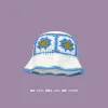 A Circle Of Sunflower Knitted Basin Hat-Blue And White