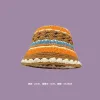 Contrast Knit Fisherman Hat Orange Coffee