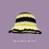 Contrast Color Knitted Fisherman Hat Black And Yellow
