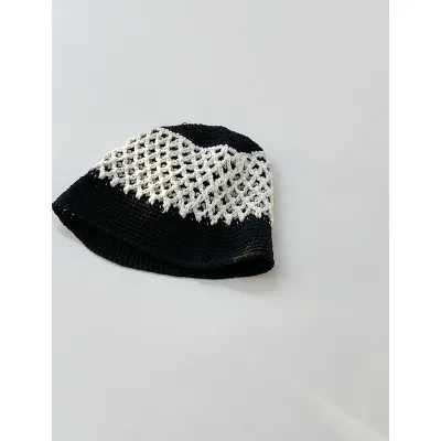 Winter Women Sweet Hollow Knit Floral Pattern Yarn Bucket Hat