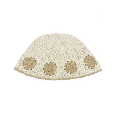 Winter Women Sweet Hollow Knit Floral Pattern Yarn Bucket Hat