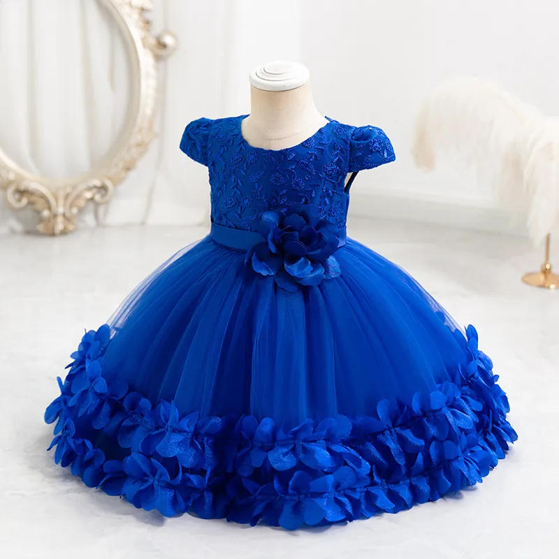 Kids Baby Girls Summer Fashion Party Cute Sweet Solid Color Floral Pleated Mesh Tutu Dress for 0-3T