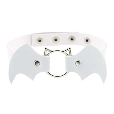 Halloween Women Gothic Bat Pu Leather Blade Chain Choker