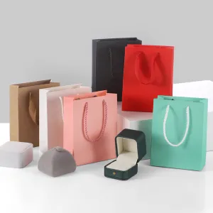 Simple Solid Color Paper Bag Portable Packaging Shopping Bags for Cosmetics