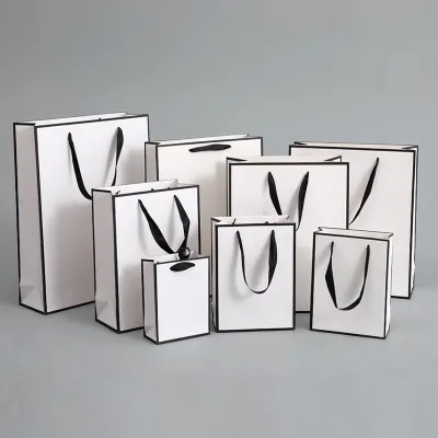 Simple White Portable Paper Bag Shopping Bags
