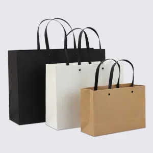 Simple Solid Color Flat Paper Shopping Bag for Gift Packaging