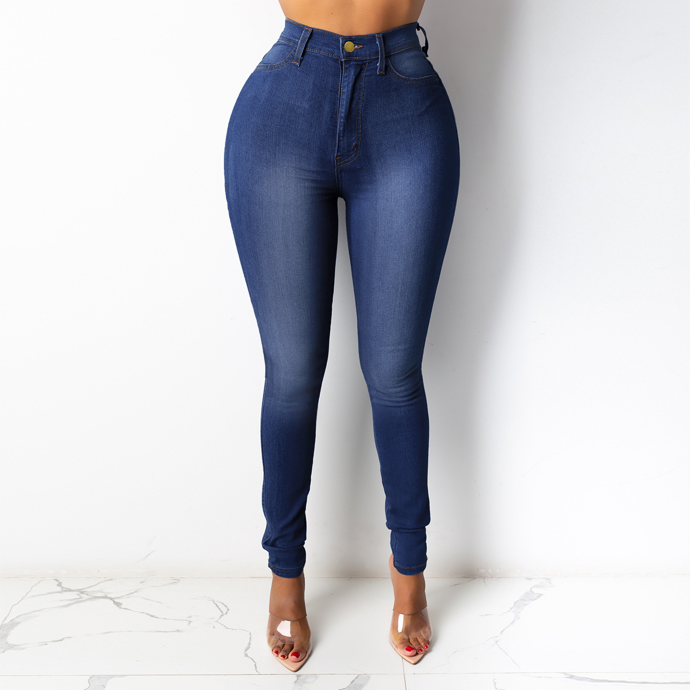 Wholesale Women Fashion Slim High Waist Denim Pencil Leg