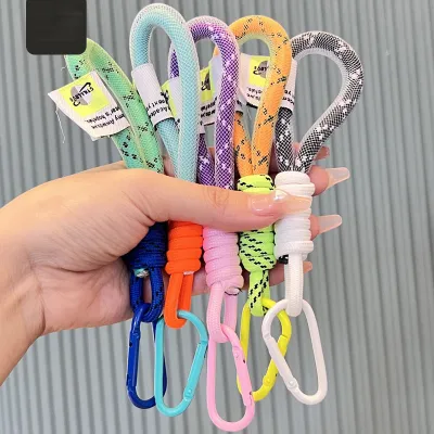 Women Fashion Two-Color Mesh Hand Rope Buckle Woven Key Chain