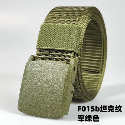 Men Fashion Casual Outdoor Solid Color Plastic Buckle Tactical Woven Nylon Belt 120cm