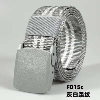Men Fashion Casual Outdoor Solid Color Plastic Buckle Tactical Woven Nylon Belt 120cm
