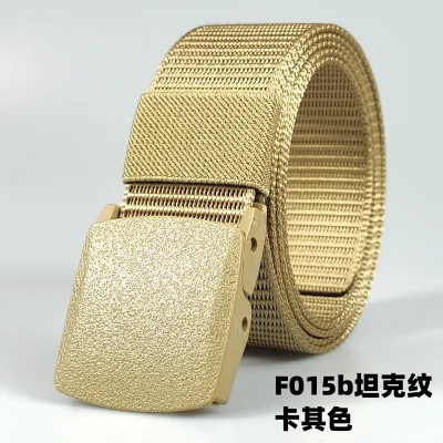 Men Fashion Casual Outdoor Solid Color Plastic Buckle Tactical Woven Nylon Belt 120cm