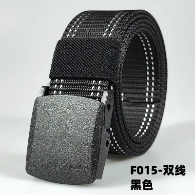 Men Fashion Casual Outdoor Solid Color Plastic Buckle Tactical Woven Nylon Belt 120cm